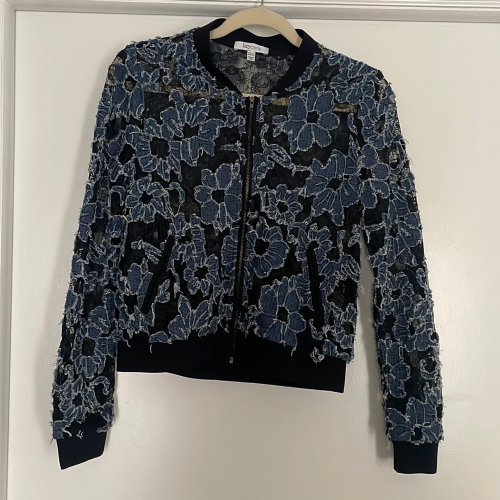Lace Jean Bomber Jacket / Lucy Paris / Size S